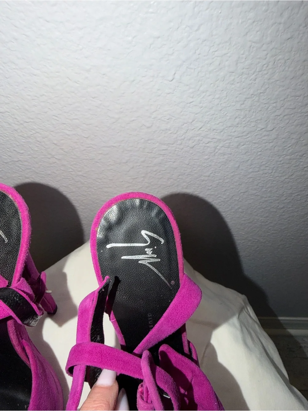 Giuseppe Zanotti Fuchsia Suede Platform Ankle-Strap Sandals 36.5
